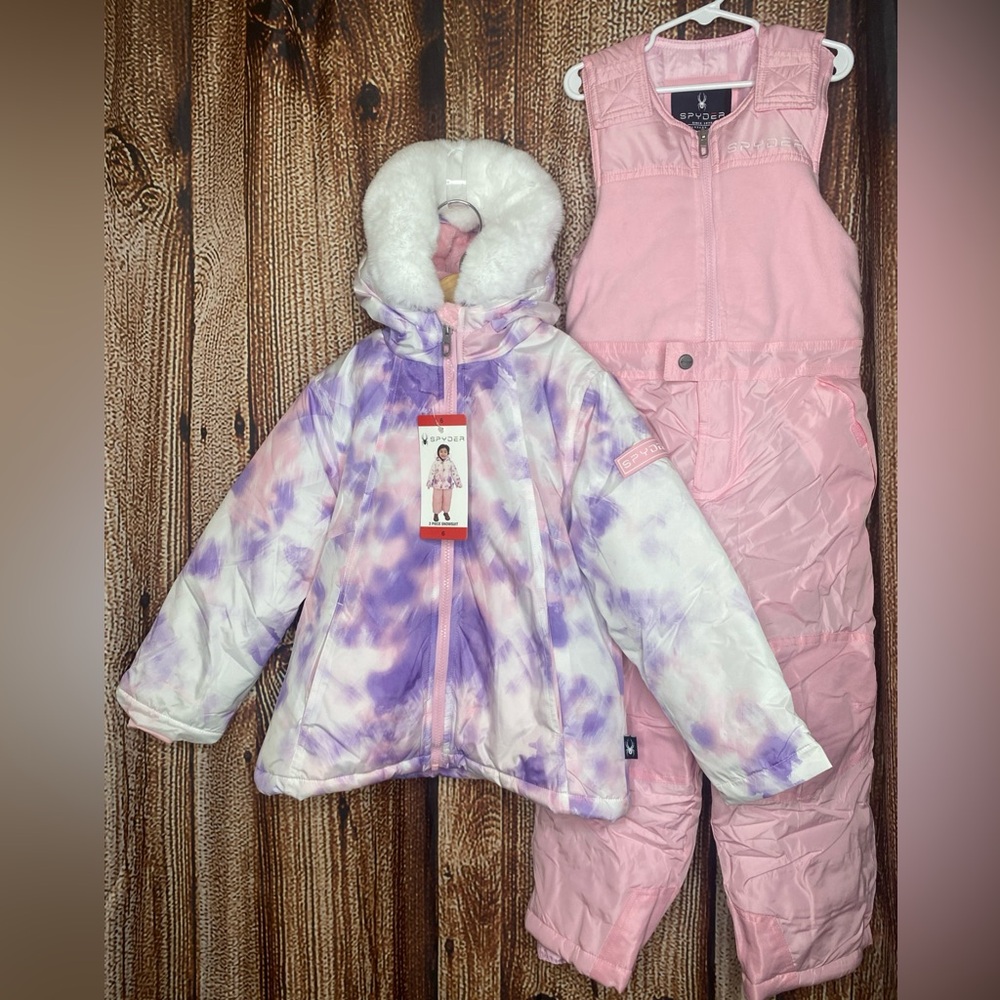 Spyder Toddler Girl’s 2 Piece Ski Jacket & Pants Bib Snowsuit Size 6 NWT